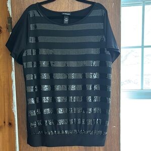 Lane Bryant Black Sequin Boxy Blouse
